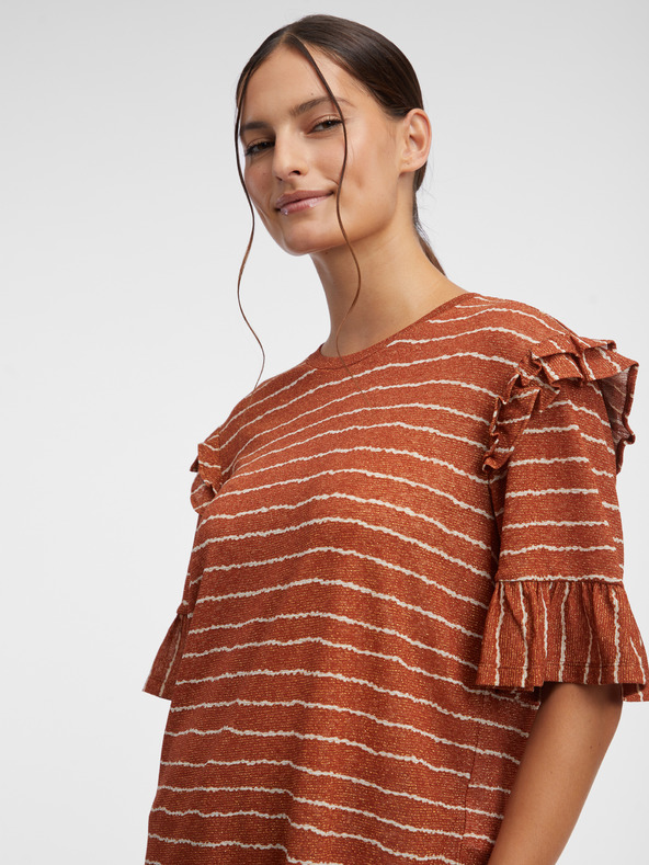Orsay Hnedé dámske pruhované tričko ORSAY