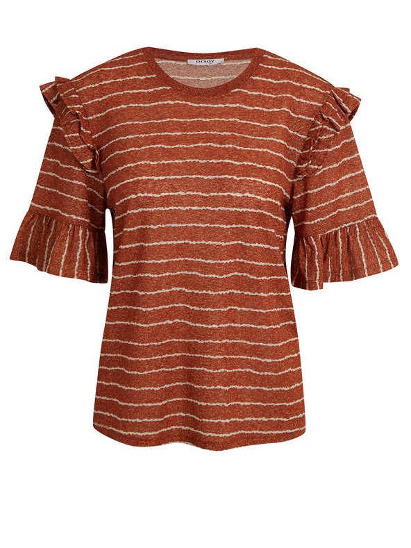 Orsay Hnedé dámske pruhované tričko ORSAY