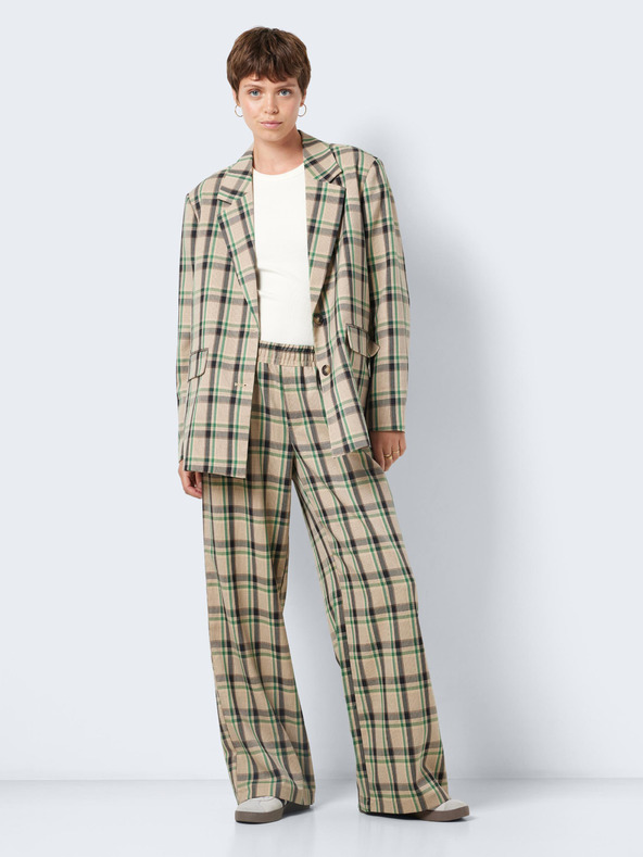 Noisy May Béžová dámska nadrozmerná kockovaná bunda Noisy May Laura