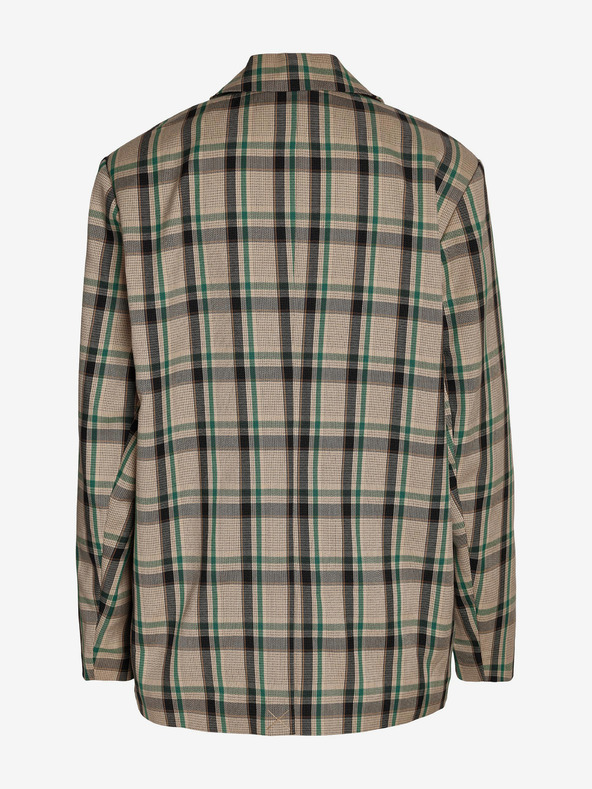 Noisy May Béžová dámska nadrozmerná kockovaná bunda Noisy May Laura