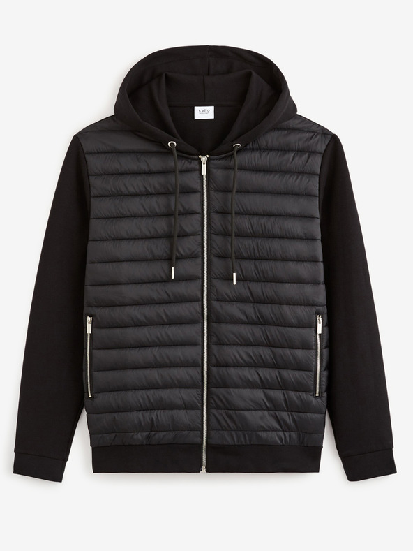 Celio Čierna pánska bunda Celio Fequilted Jacket