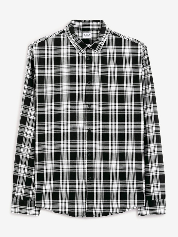 Celio Čierna pánska kockovaná košeľa Celio Fadro
