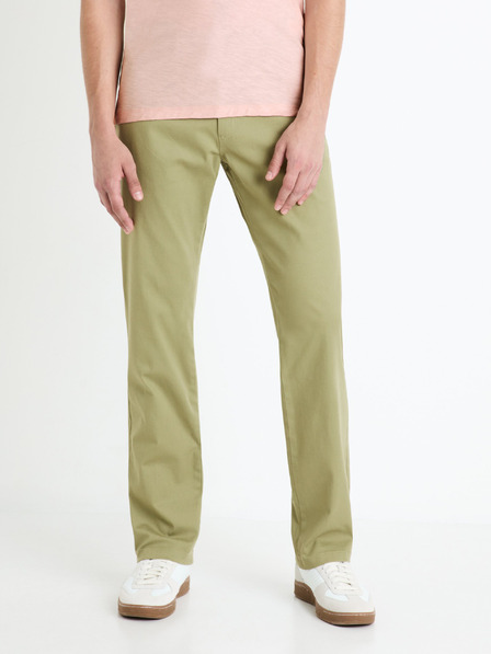Celio Svetlozelené pánske chino nohavice Celio Tohenri