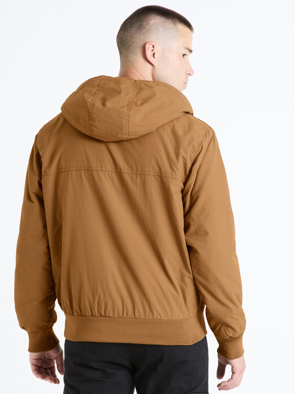 Celio Hnedá pánska bunda Celio Fuhoodie2