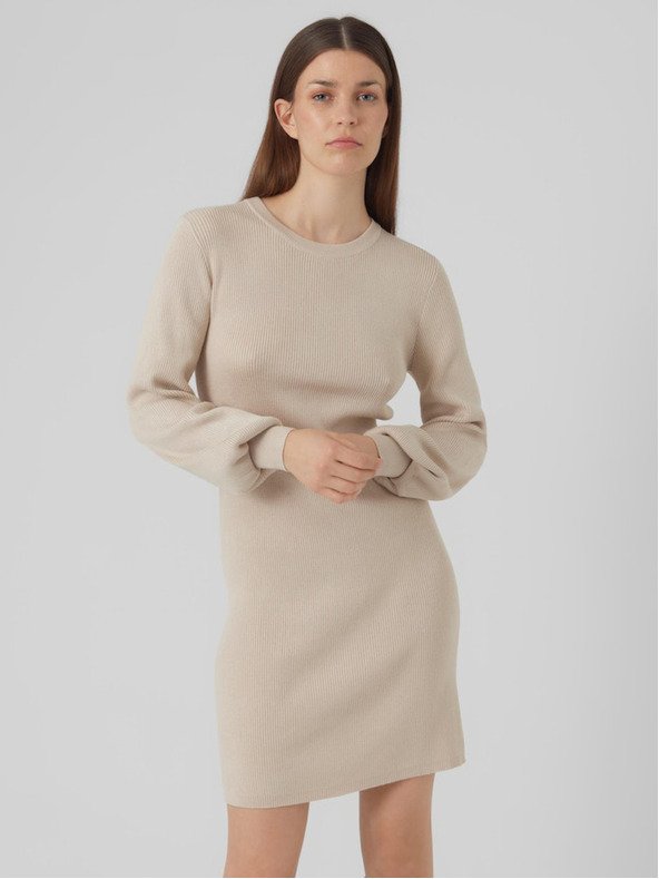 AWARE by VERO MODA Béžové dámske svetrové šaty AWARE by VERO MODA Haya