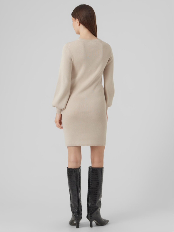 AWARE by VERO MODA Béžové dámske svetrové šaty AWARE by VERO MODA Haya