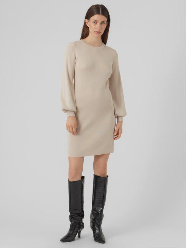 AWARE by VERO MODA Béžové dámske svetrové šaty AWARE by VERO MODA Haya