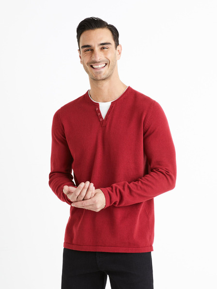 Celio Červený pánsky sveter Celio Felano