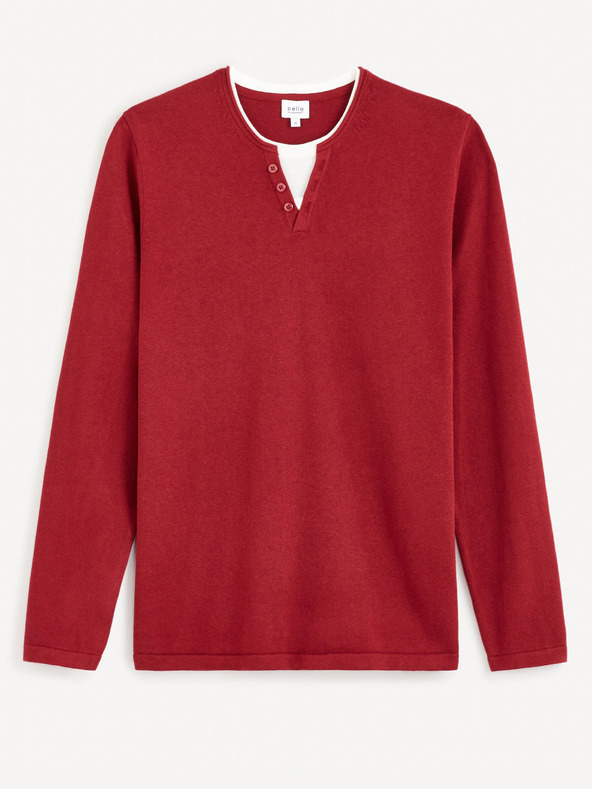 Celio Červený pánsky sveter Celio Felano