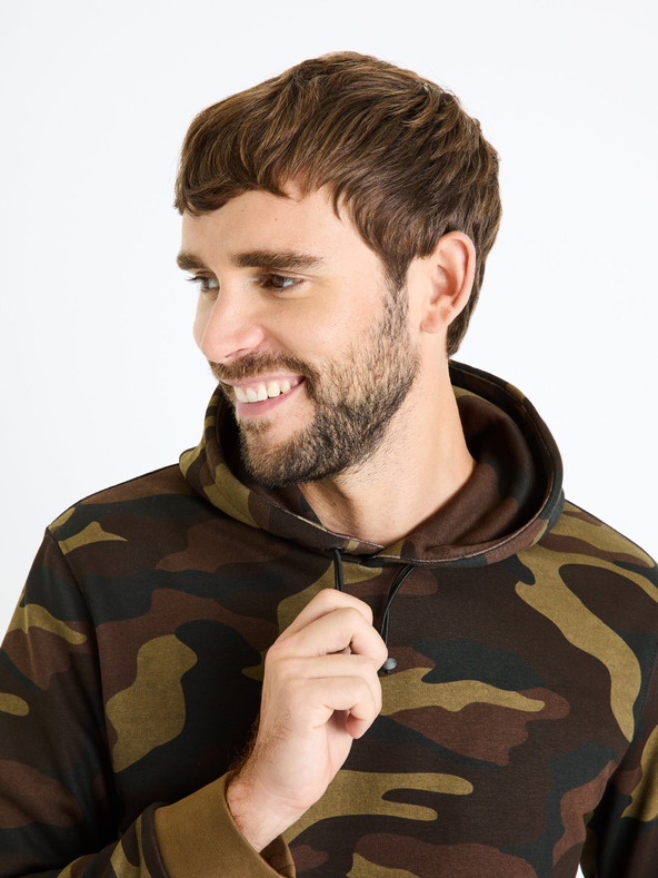 Celio Zeleno-hnedá pánska army mikina Celio Felastmin