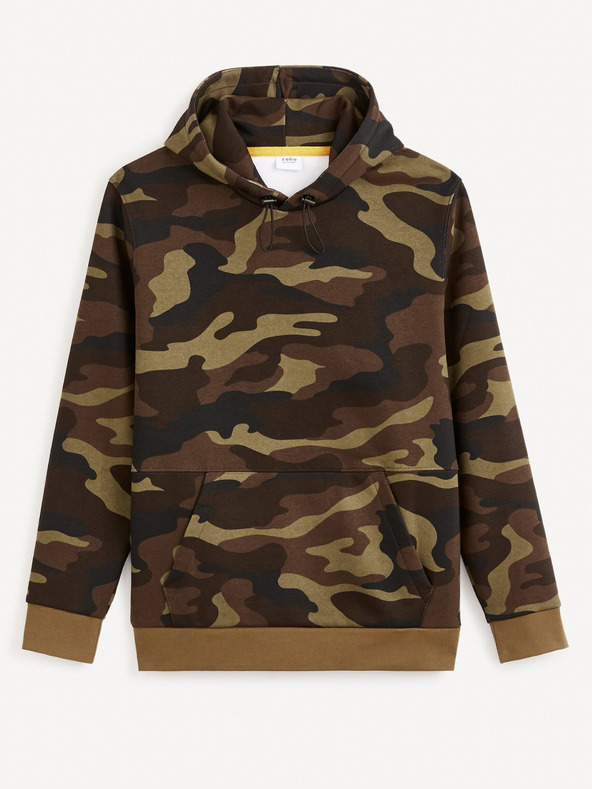 Celio Zeleno-hnedá pánska army mikina Celio Felastmin