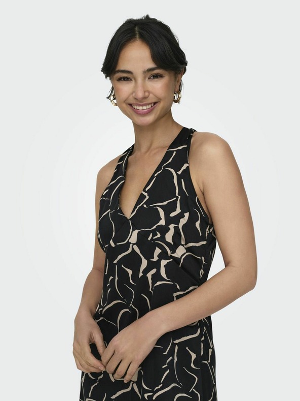 ONLY Čierne dámske vzorované midi šaty ONLY Jane