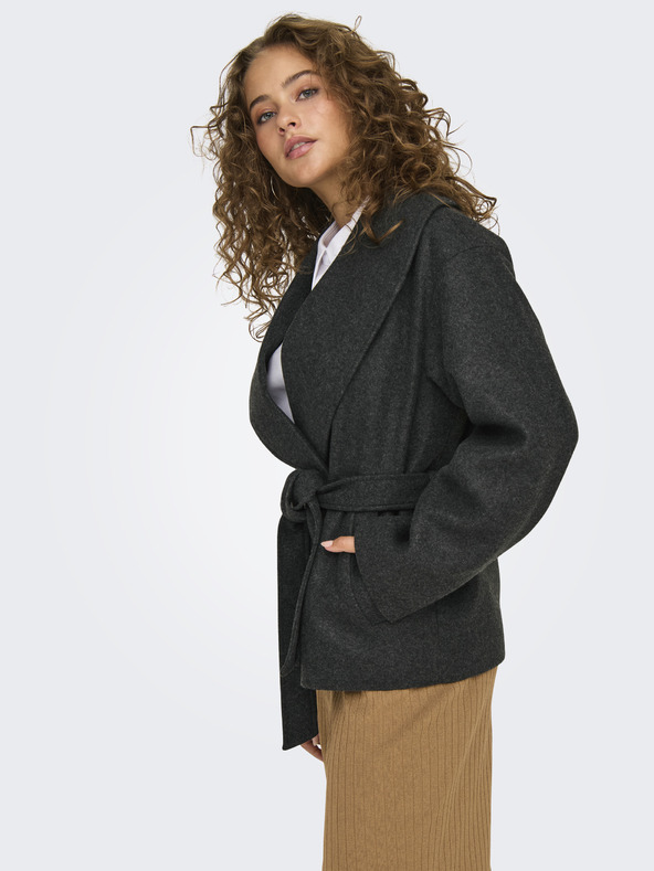 ONLY Tmavošedá dámska krátka bunda ONLY Augusta