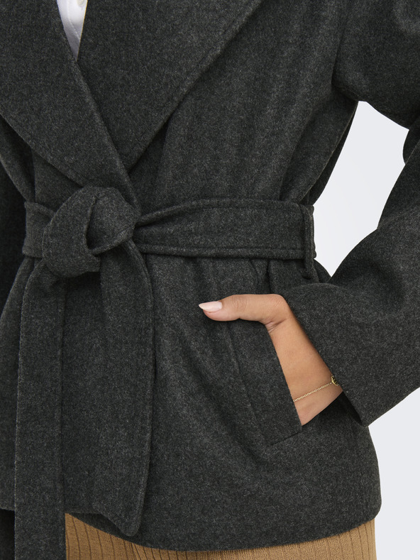 ONLY Tmavošedá dámska krátka bunda ONLY Augusta