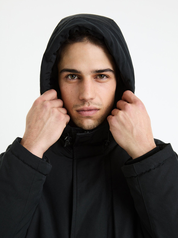 Celio Čierna pánska zimná bunda Celio Fubern