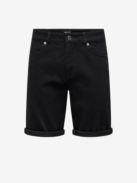 ONLY & SONS Čierne pánske džínsové šortky ONLY & SONS Ply