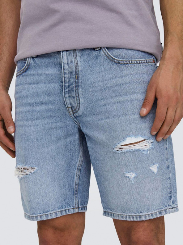 ONLY & SONS Svetlomodré pánske džínsové šortky ONLY & SONS Edge