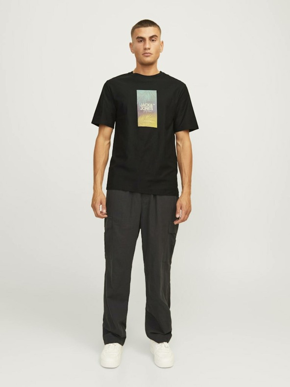 Jack & Jones Čierne pánske tričko Jack & Jones Aruba