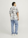 Jack & Jones Biela a sivá vzorovaná pánska košeľa s krátkym rukávom Jack & Jones Guru