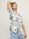 Jack & Jones Biela a sivá vzorovaná pánska košeľa s krátkym rukávom Jack & Jones Guru