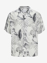 Jack & Jones Biela a sivá vzorovaná pánska košeľa s krátkym rukávom Jack & Jones Guru