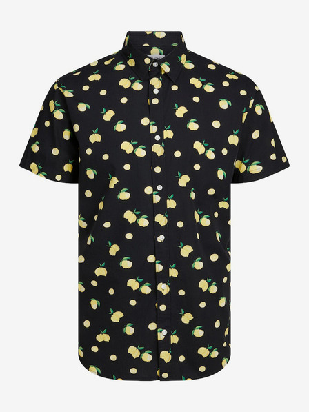 Jack & Jones Čierna pánska vzorovaná košeľa s krátkym rukávom Jack & Jones Sunshade