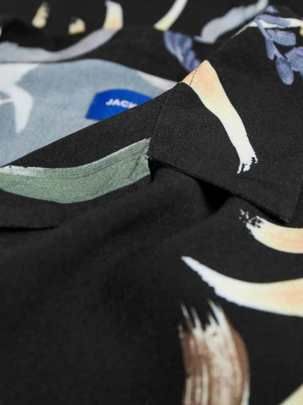 Jack & Jones Čierna pánska vzorovaná košeľa s krátkym rukávom Jack & Jones Luke