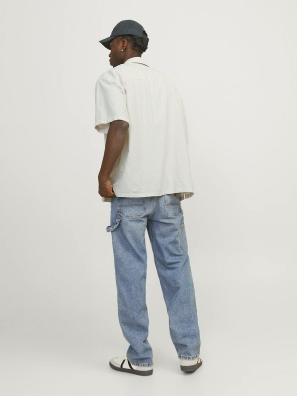 Jack & Jones Krémová pánska ľanová košeľa s krátkym rukávom Jack & Jones Faro