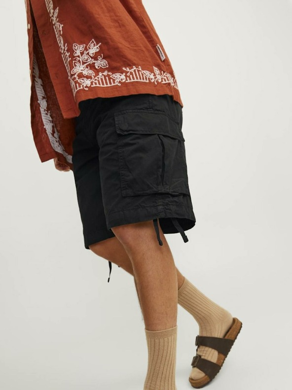 Jack & Jones Čierne pánske kargo šortky Jack & Jones Cole