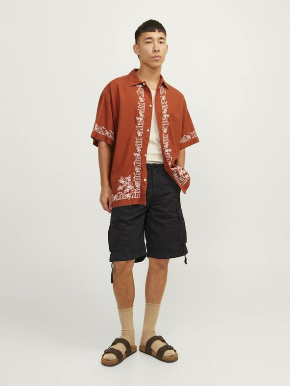 Jack & Jones Čierne pánske kargo šortky Jack & Jones Cole