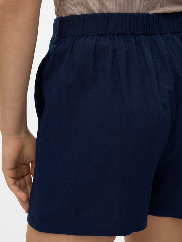 Vero Moda Tmavomodré dámske šortky zo zmesi ľanu Vero Moda Jesmilo