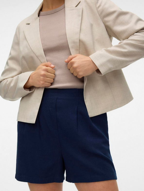 Vero Moda Tmavomodré dámske šortky zo zmesi ľanu Vero Moda Jesmilo