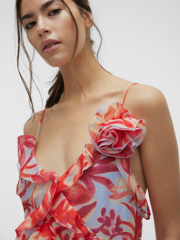 Vero Moda Vero Moda Marie krémové a červené dámske kvetované šaty