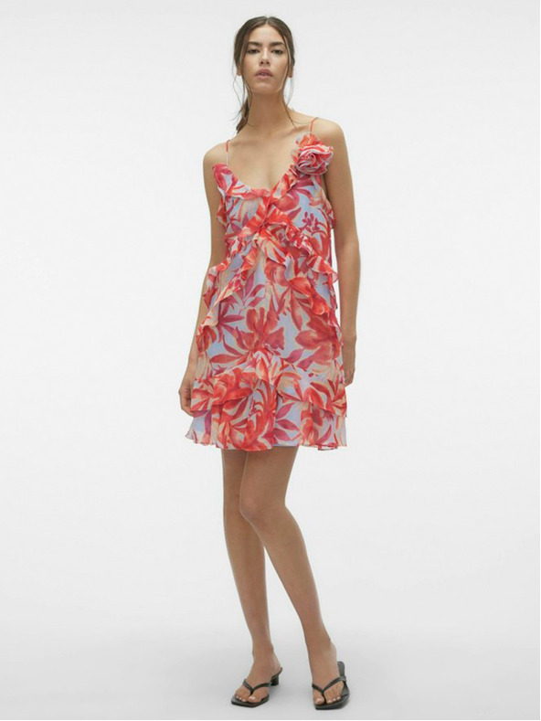 Vero Moda Vero Moda Marie krémové a červené dámske kvetované šaty