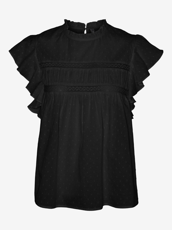 Vero Moda Čierna dámska blúzka s čipkou Vero Moda Trine