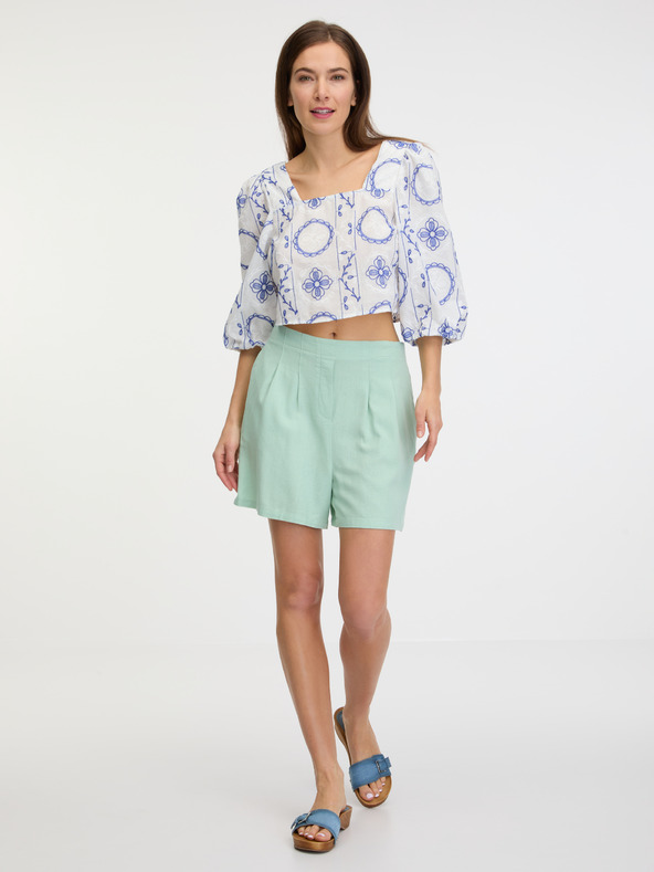 Vero Moda Svetlozelené dámske šortky zo zmesi ľanu Vero Moda Jesmilo