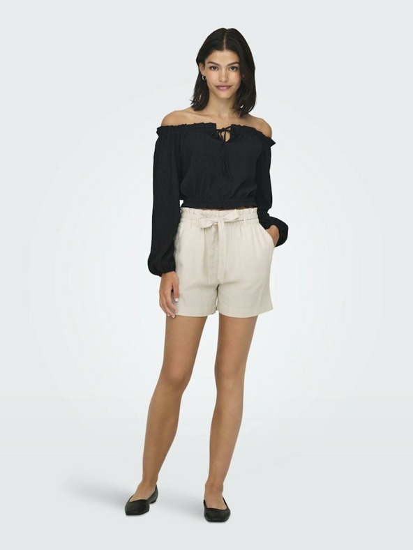 Jacqueline de Yong Krémové dámske plátenné šortky JDY Say