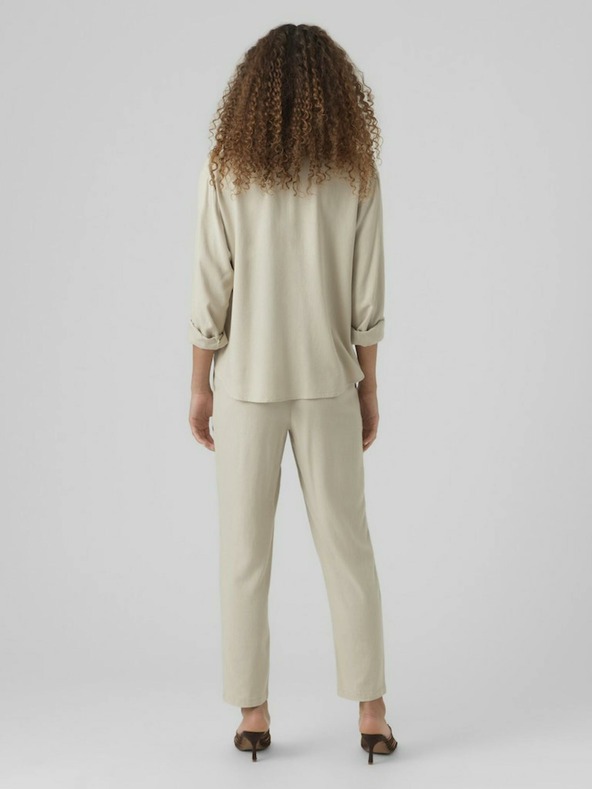 Vero Moda Béžové dámske nohavice s plátnom VERO MODA Jesmilo