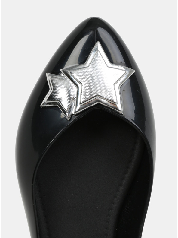 Zaxy Čierne lesklé balerínky so striebornými detailmi Zaxy Chic