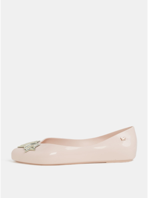 Zaxy Svetloružové lesklé balerínky so zlatými detailmi Zaxy Chic