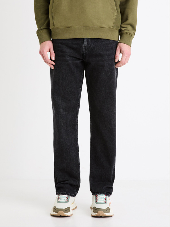 Celio Čierne pánske džínsy Celio C15 straight Fodroit 30