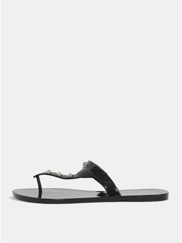 Zaxy Čierne lesklé žabky so zlatými detailmi Zaxy Spike