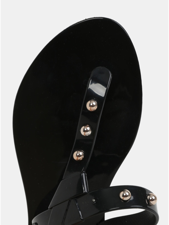 Zaxy Čierne lesklé žabky so zlatými detailmi Zaxy Spike