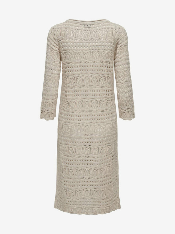 Jacqueline de Yong Béžové dámske pletené midi šaty JDY Sun