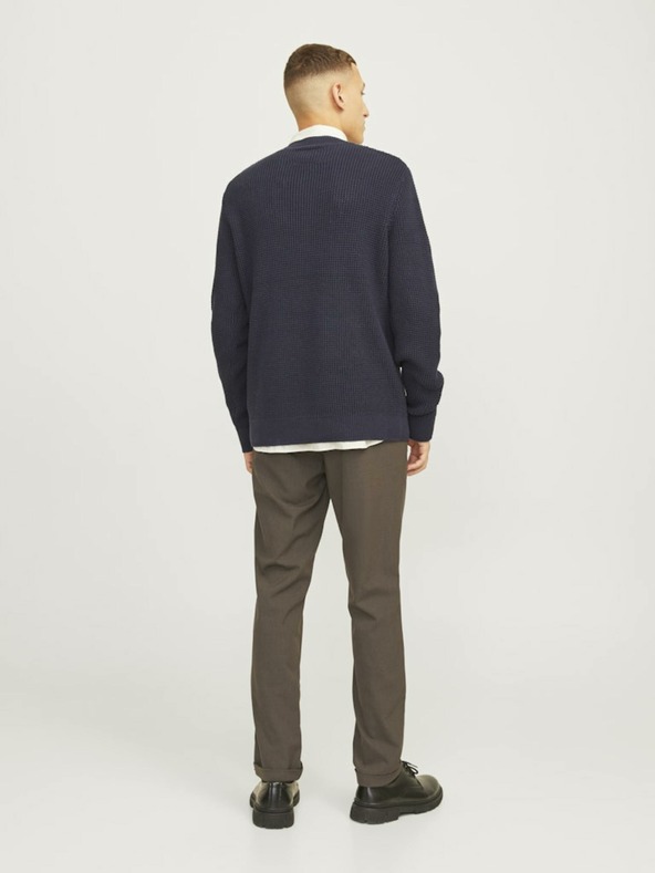 Jack & Jones Tmavohnedé pánske chino nohavice Jack & Jones Marco