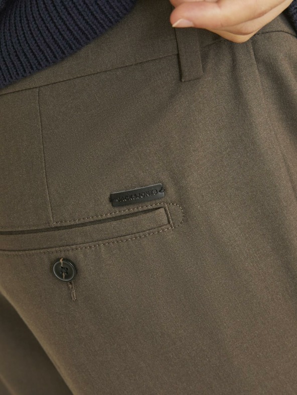 Jack & Jones Tmavohnedé pánske chino nohavice Jack & Jones Marco