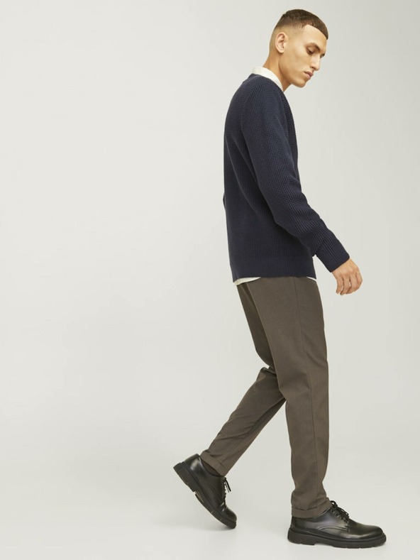 Jack & Jones Tmavohnedé pánske chino nohavice Jack & Jones Marco