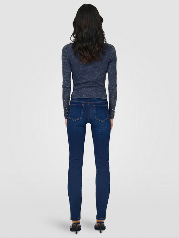 ONLY Tmavomodré dámske rebrované tričko ONLY Valerie