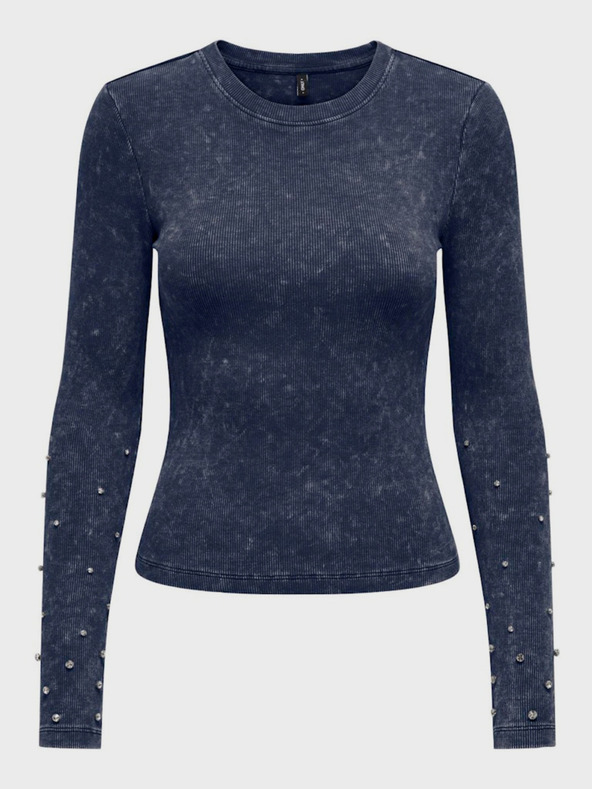 ONLY Tmavomodré dámske rebrované tričko ONLY Valerie