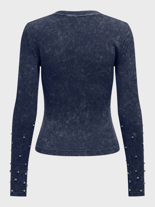 ONLY Tmavomodré dámske rebrované tričko ONLY Valerie